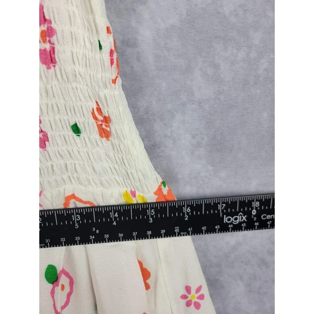 Mister Zimi Abbie Dress White‎ Meadow Floral Smocked Midi Size 10